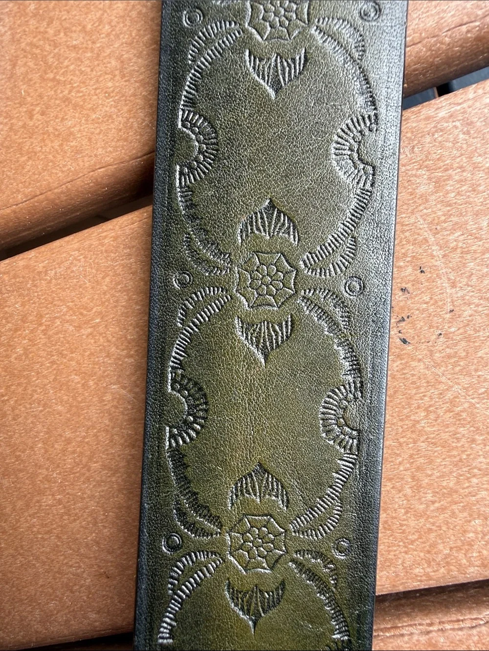 Salvatori Saddle Leather Tooled Hand Rubbed Belt